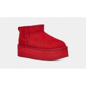 UGG CLASSIC ULTRA MINI PLATFORM SAMBA RED