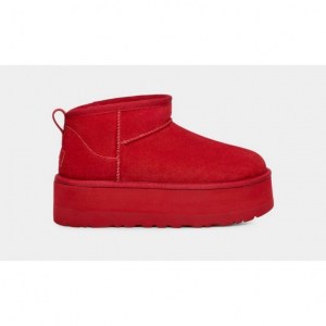 UGG CLASSIC ULTRA MINI PLATFORM SAMBA RED