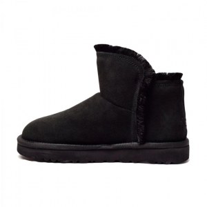 UGG CLASSIC MINI FLUFF HIGH LOW BLACK