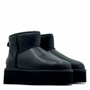 UGG CLASSIC MINI PLATFORM LEATHER BLACK