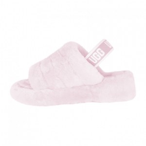 UGG FLUFF YEAH LOGO SLIDE SEASHELL PINK