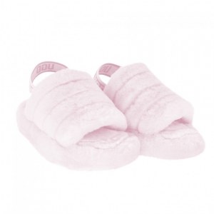 UGG FLUFF YEAH LOGO SLIDE SEASHELL PINK