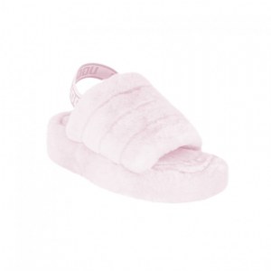 UGG FLUFF YEAH LOGO SLIDE SEASHELL PINK