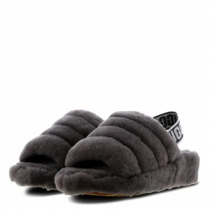 UGG FLUFF YEAH SLIDE CHARCOAL