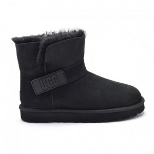 UGG MINI BAILEY GRAPHIC LOGO SUEDE BLACK