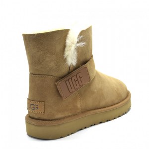 UGG MINI BAILEY GRAPHIC LOGO SUEDE CHESTNUT