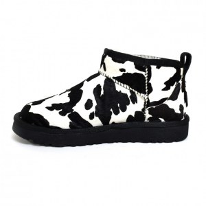 UGG CLASSIC ULTRA MINI COW PRINT BLACK