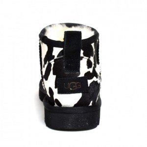 UGG CLASSIC ULTRA MINI COW PRINT BLACK