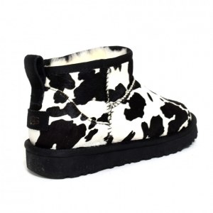 UGG CLASSIC ULTRA MINI COW PRINT BLACK