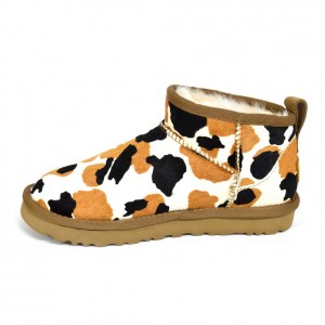 UGG CLASSIC ULTRA MINI COW PRINT CHESTNUT