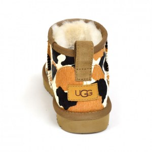 UGG CLASSIC ULTRA MINI COW PRINT CHESTNUT