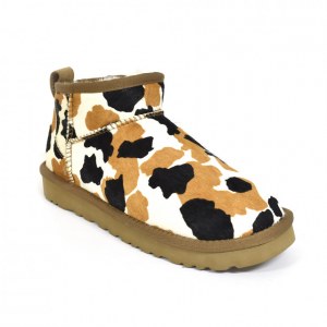 UGG CLASSIC ULTRA MINI COW PRINT CHESTNUT