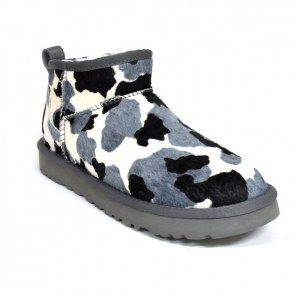 UGG CLASSIC ULTRA MINI COW PRINT GREY